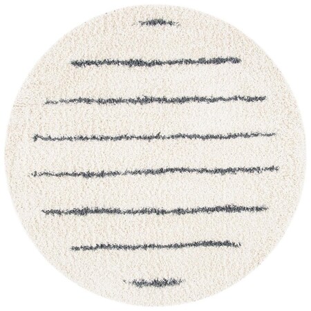 Safavieh 8 x 8 ft. Venus Shag Contemporary Round Power Loomed Rug; Ivory & Dark Grey VNS604B-8R